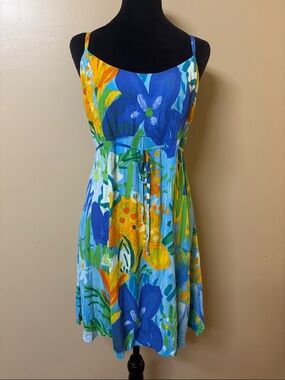 Vintage Jams World Blue & Yellow Floral Midi Sundress